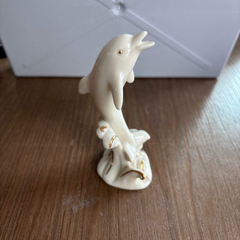 Elegant Cream Dolphin Figurine